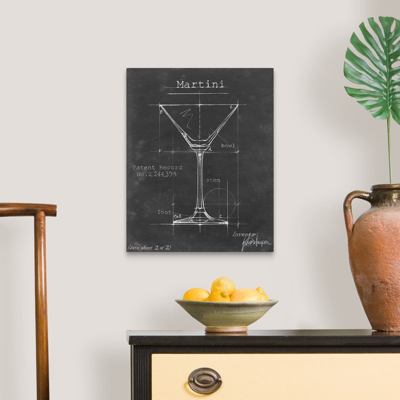 Barware Blueprint V – Graphic Art Print on Canvas 17 Stories Size: 20″ H x 16″ W x 1.25″ D Format: Wrapped Canvas