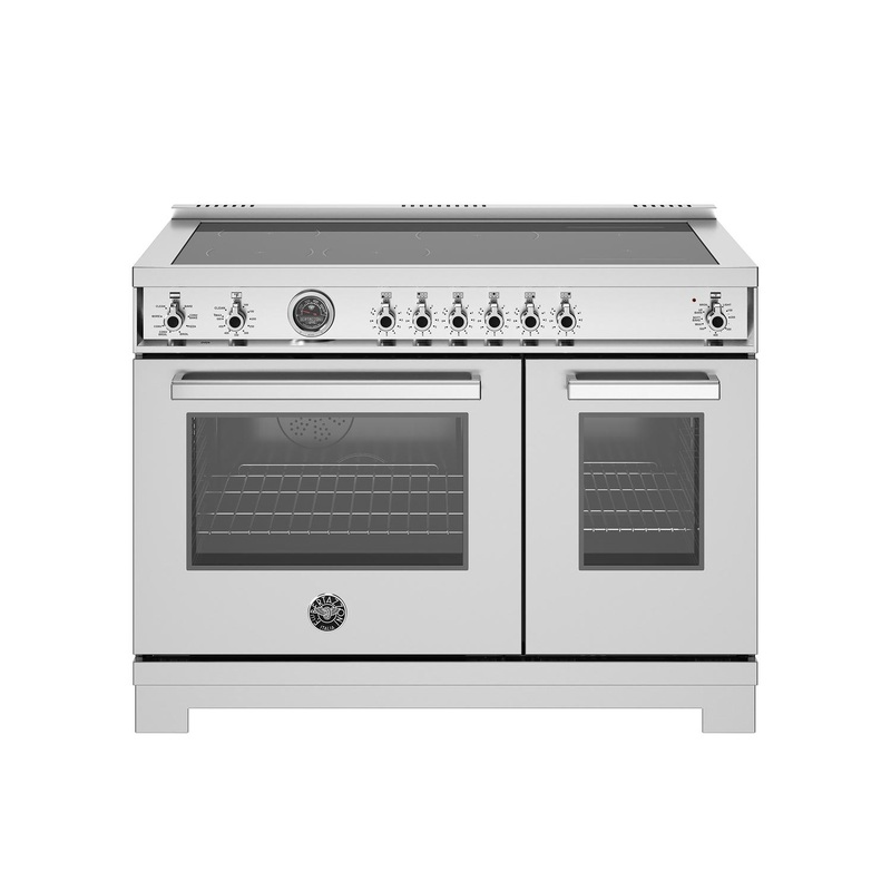Bertazzoni PRO486IGFEPXT 48 Inch Induction Range, 6 Heating Zones And Cast Iron Griddle, Electric Self-Clean Oven Stainless Steel