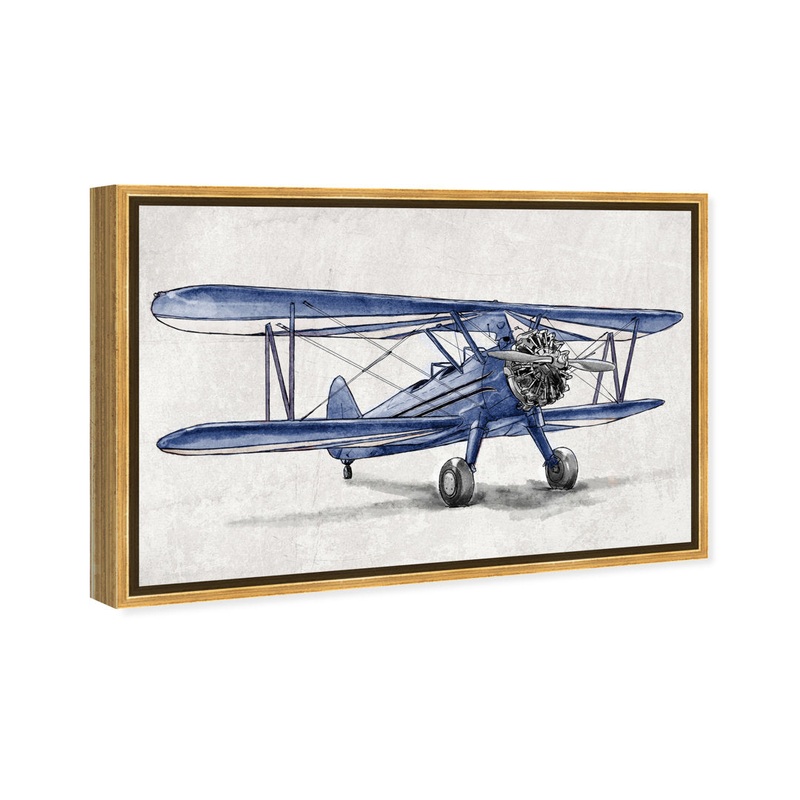 Bertineke Transportation Blue Vintage Aviator Airplanes – Painting Print on Canvas Wade Logan Size: 16″ H x 24″ W x 1.5″ D Format: Gold Framed Canvas