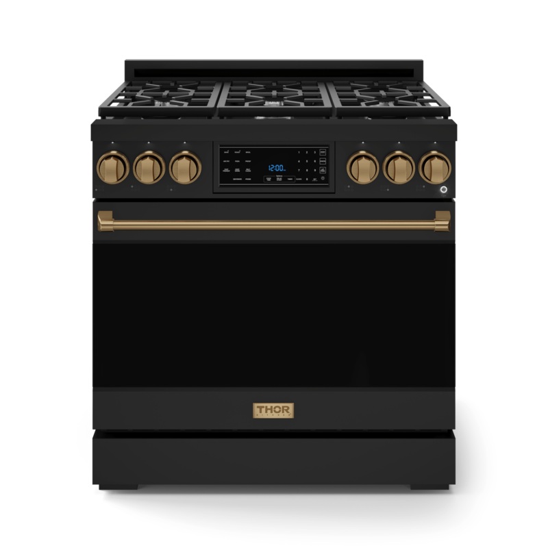 Thor Kitchen RSG36BBRZ 36 Inch Professional Gas Range With Tilt Panel Touch Control In Black/Bronze Gordon Ramsay Series – Rsg36B-Brz