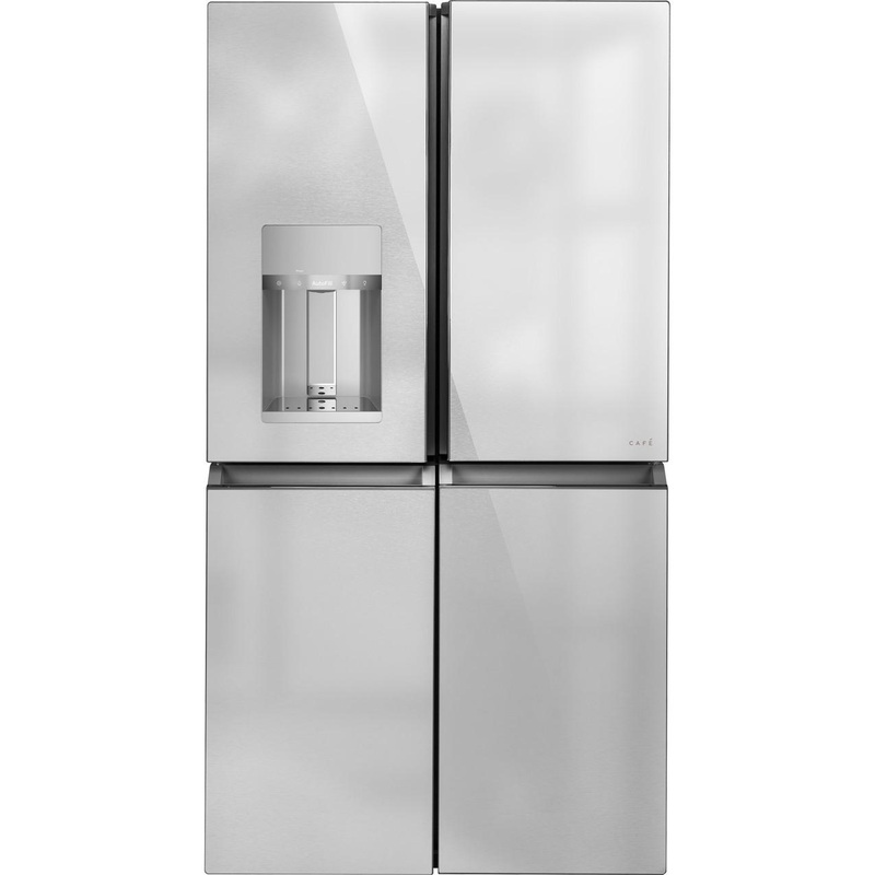 Caf(eback) ENERGY STAR 27.4 Cu. Ft. Smart Quad-Door Refrigerator in Platinum Glass