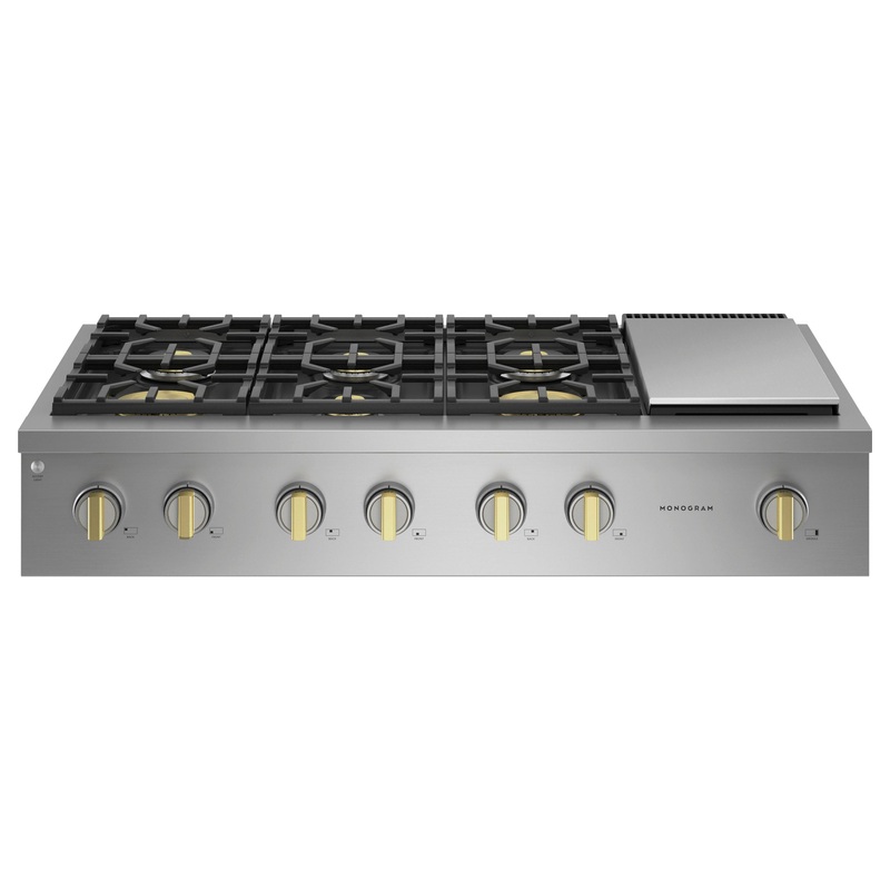 Monogram ZGU486NDTSS Monogram 48″ Professional Gas Rangetop With 6 Burners And Griddle (Natural Gas)