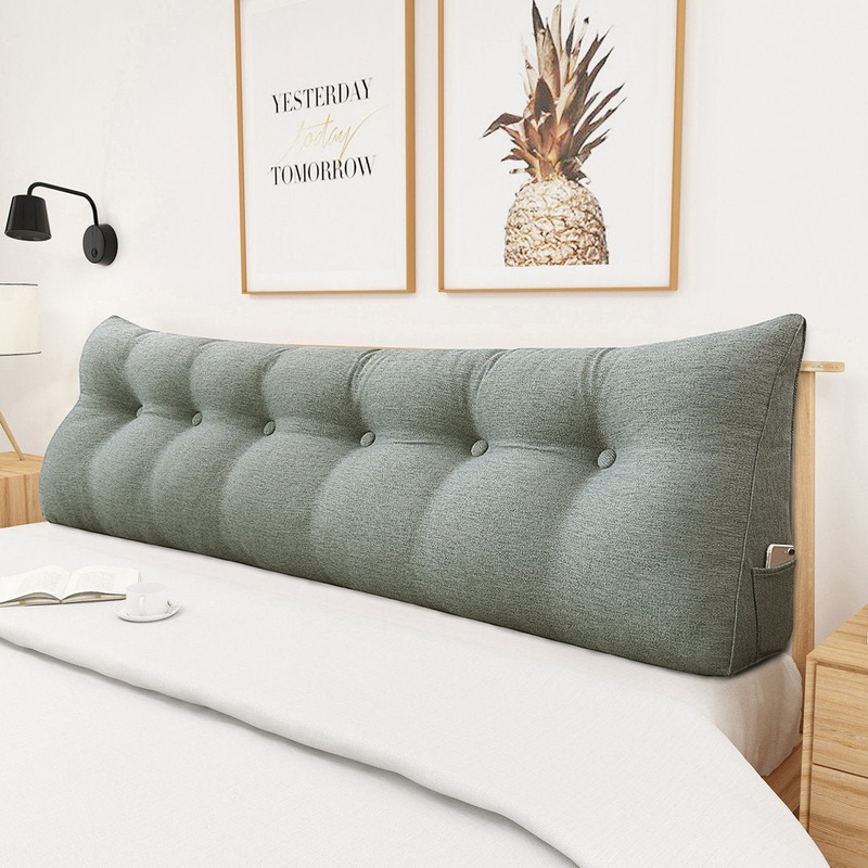 Sit-up Back Comfort Large Triangular Bolster Headboard Reading Wedge Pillow Versatile Bed Rest Positioning Support WOWMAX Color: Gray Size: 20″H x 71″W