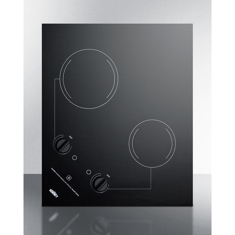 Summit CR2B223G 21″ Wide 230v 2-burner Radiant Cooktop