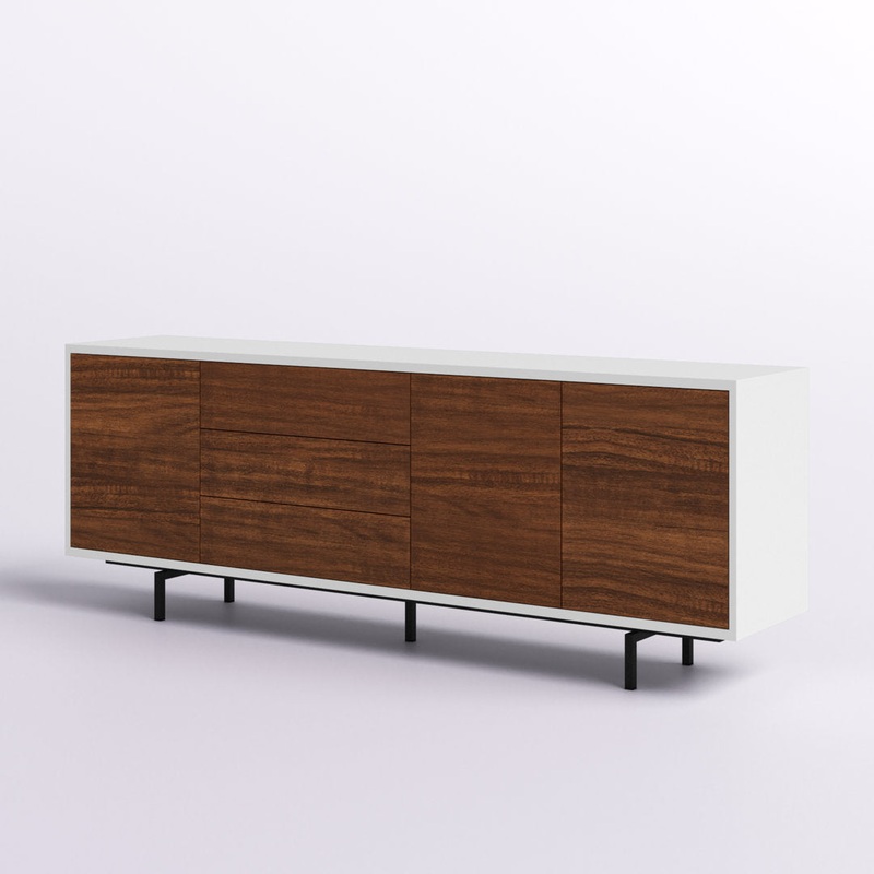 Anirvin TV Stand for TVs up to 88″ Wade Logan Color: White/Walnut/Black