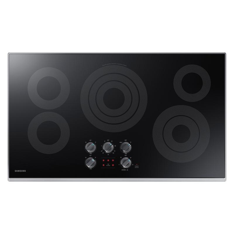 Samsung NZ36K6430RS 36″ Smart Electric Cooktop in Stainless Steel.
