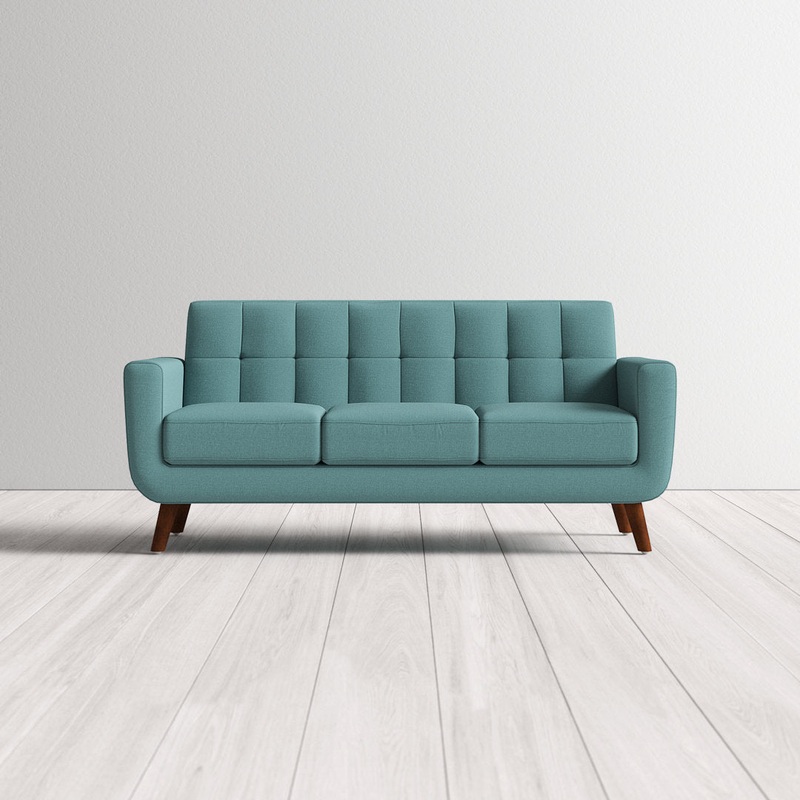 Zohaib 70.5″ Square Arm Sofa George Oliver Fabric: Linen Blend Eton Blue