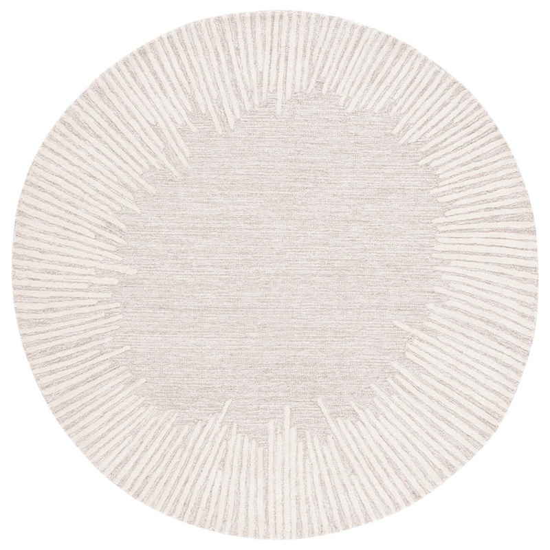 Antonyio Abstract Handmade Tufted Area Rug in Natural/Ivory Wade Logan Rug Size: Round 8′
