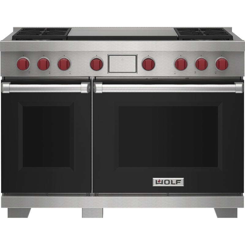 Wolf DF48450DGBKP 48″ Dual Fuel Range – 4 Burners And Infrared Dual Griddle