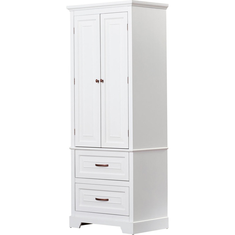 Arapahoe Tall Accent Linen Storage Cabinet with 2 Drawers Greyleigh