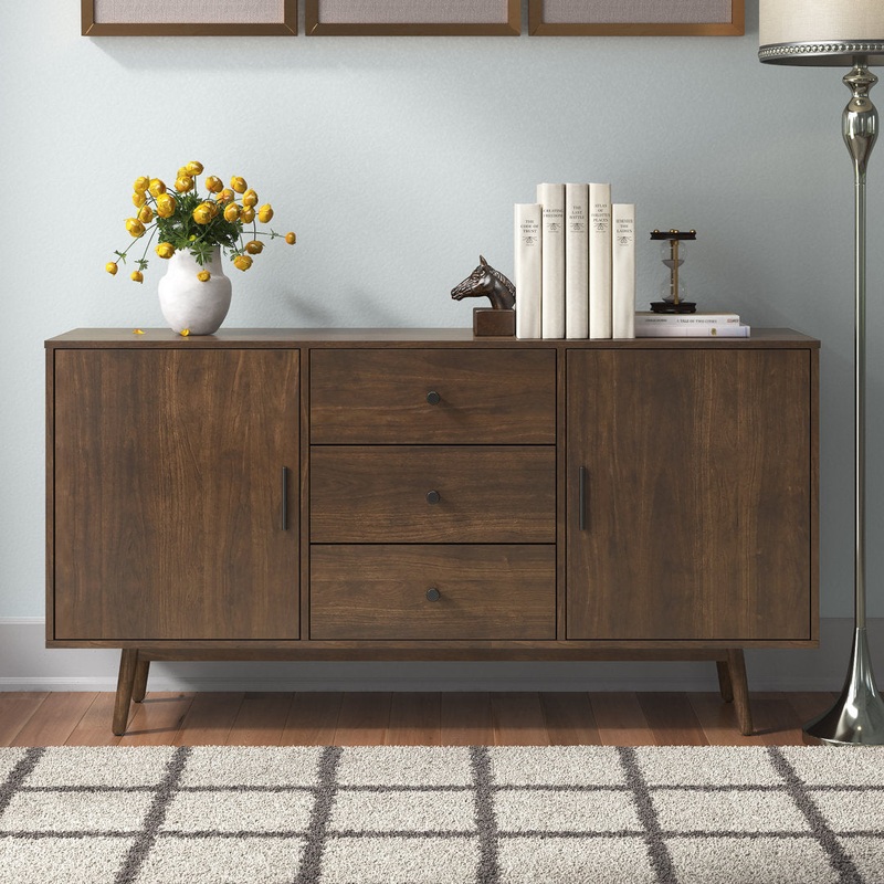 Badal 58″ Wide 3 Drawer Sideboard Wade Logan Color: Brown