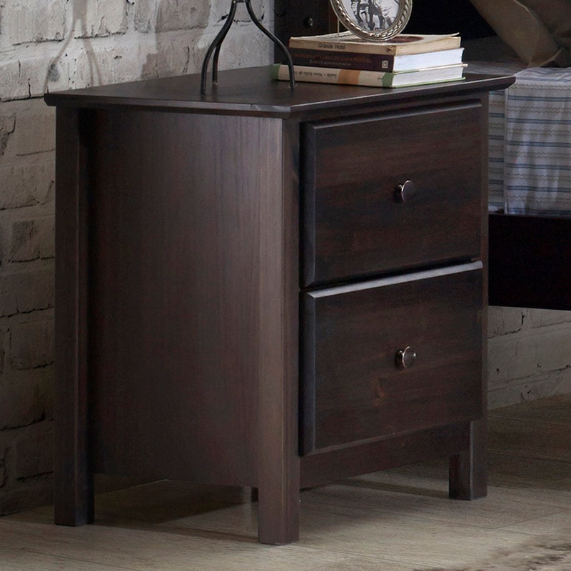 Shaker 2 – Drawer Solid Wood Nightstand Grain Wood Furniture Color: Espresso