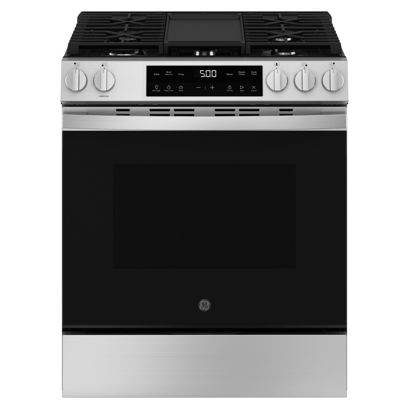 Ge Appliances GGS500SVSS Ge 30″ Slide-In Front Control Gas Range With Crisp Mode