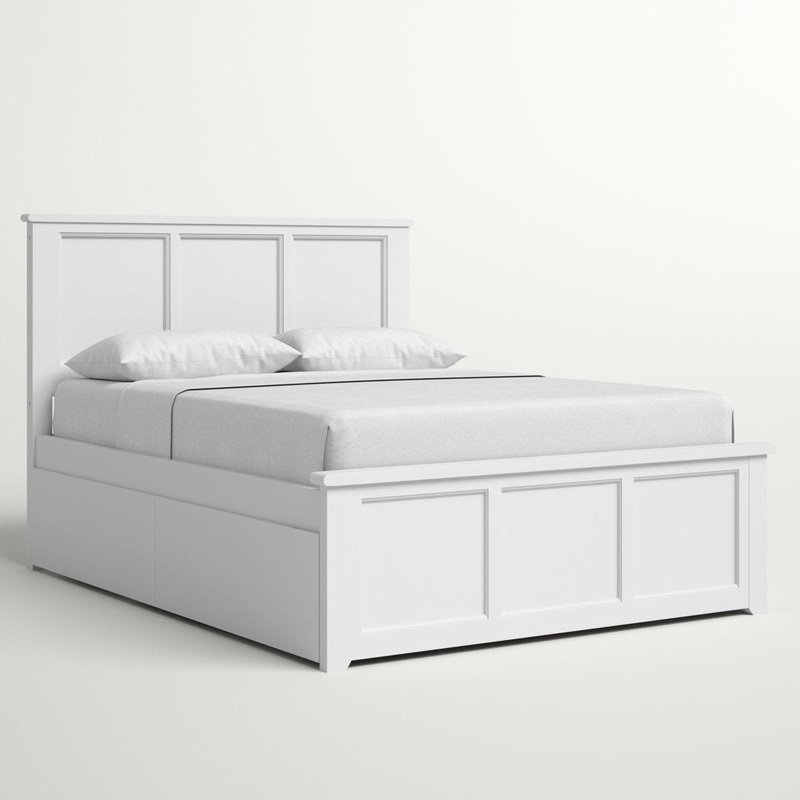 Amear Solid Wood Storage Platform Bed with Under Bed Drawers Lark Manor Color: White Size: Queen