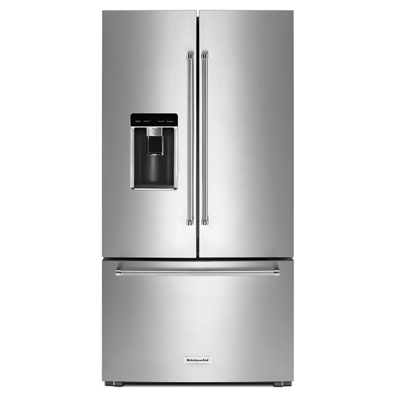 Kitchenaid KRFC704FPS 23.8 cu. ft. 36″ Counter-Depth French Door Platinum Interior Refrigerator with PrintShield Finish