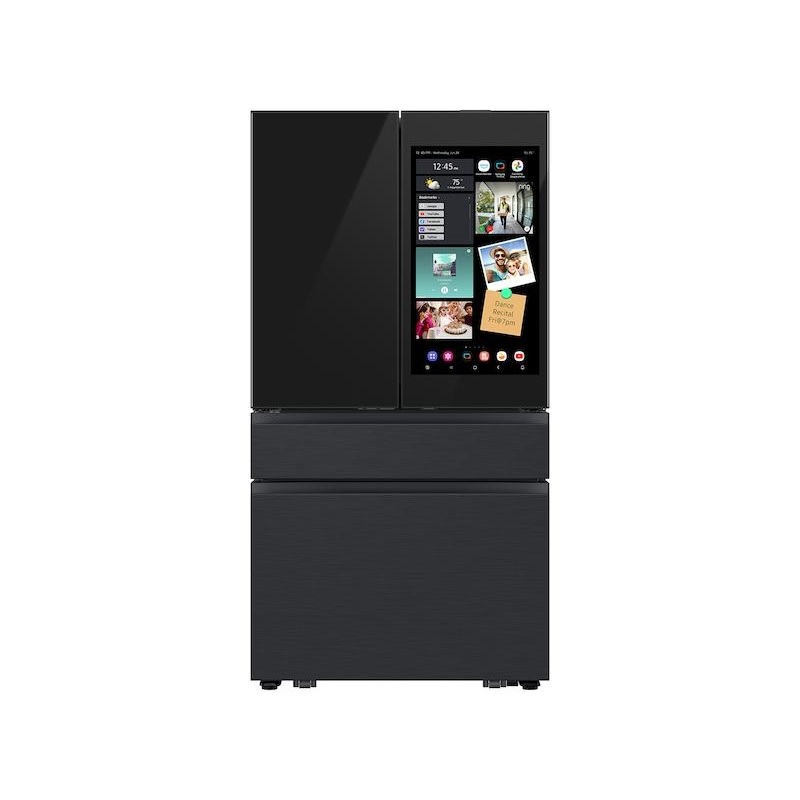 Samsung RF90F23AECE Bespoke 23 cu. ft. Counter Depth 4-Door French Door Refrigerator with AI Family Hub+ AI Vision Inside in Charcoal Glass and Black/Charcoal