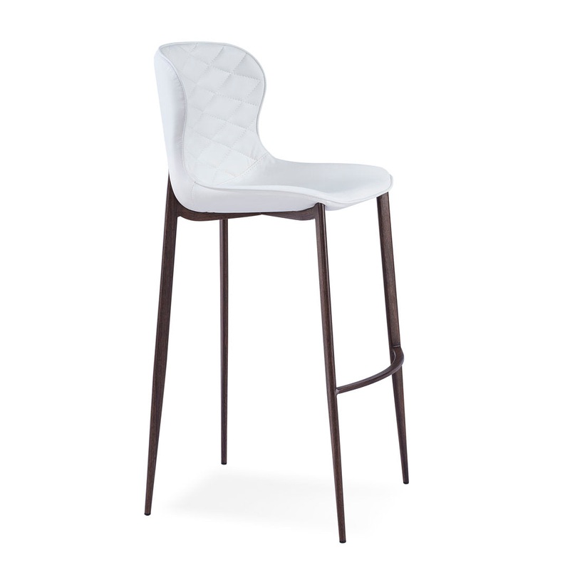 Albert Upholstered Bar & Counter Stool Upper Square Base Color: Wood Veneer, Upholstery Color: White Seat Height: Counter Stool (24 Seat Height)