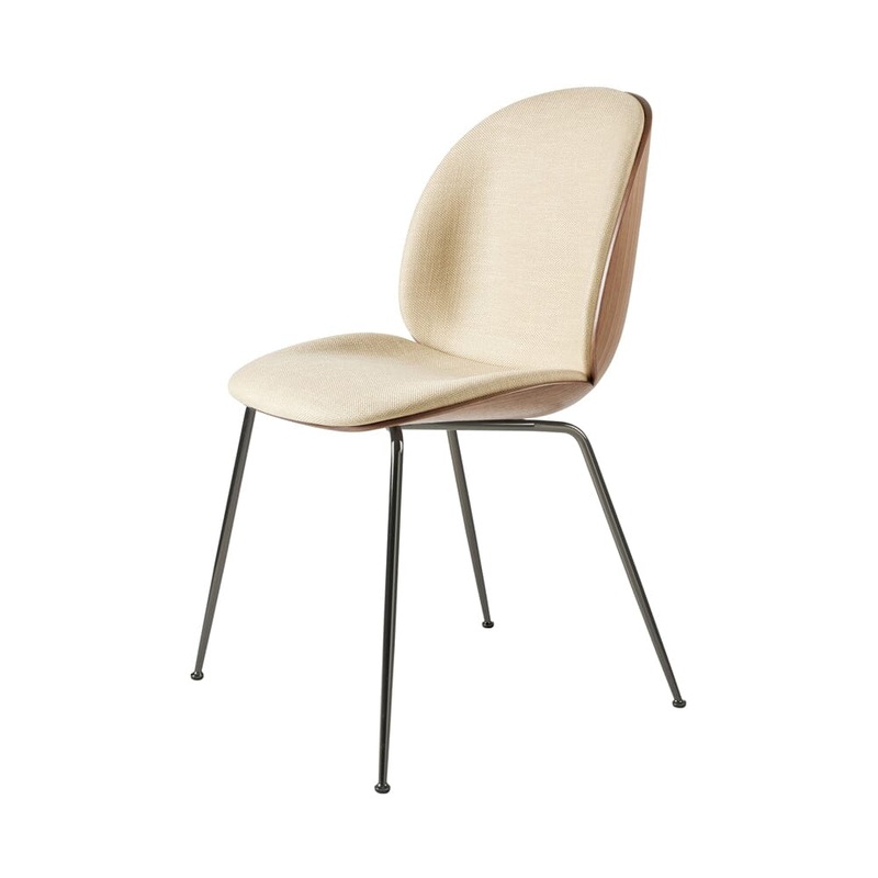 Beetle Dining Chair with Conic Base –  Veneer Shell – Front Upholstered