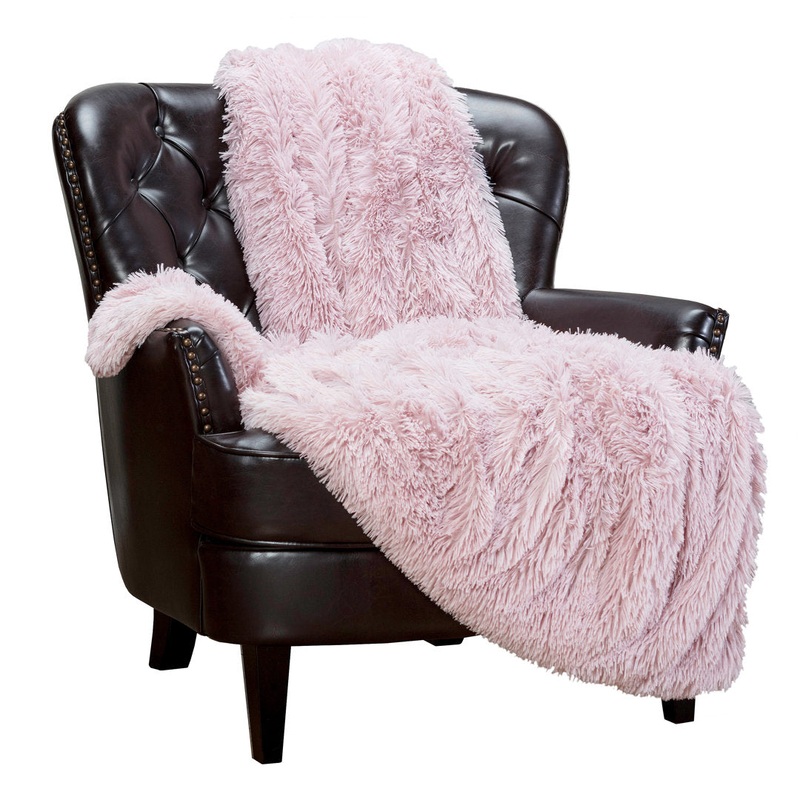 Shaggy Shaggy Super Elegent Sherpa Long Fur Throw Chanasya Color: Rose Dust Size: 50″ W x 65″ L