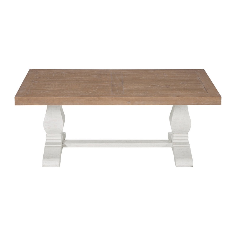 Sarcoline Solid Wood Pedestal Coffee Table The Twillery Co. Table Top Color/Table Base Color: Driftwood/White