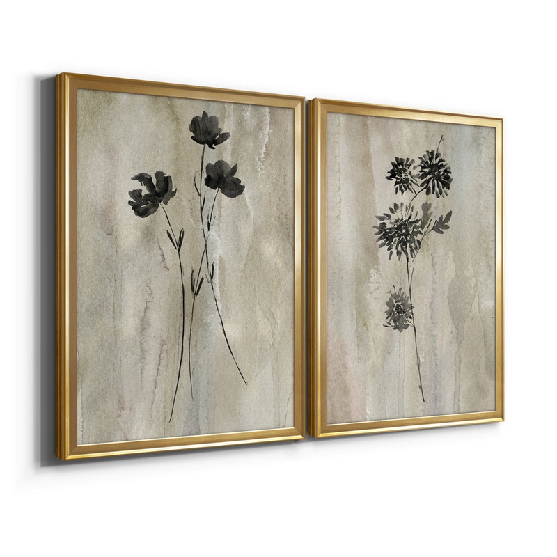 Sumi-E Silhouette III – 2 Piece Painting Print Set Three Posts Mat Color: No Mat Size: 18.5″ H x 49″ W x 1.5″ D Format: Gold Framed Canvas