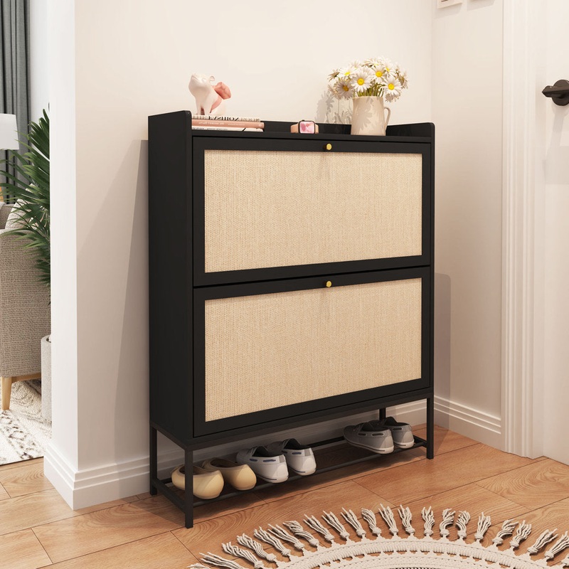 20 Pair Shoe Storage Cabinet Bay Isle Home Finish: Black