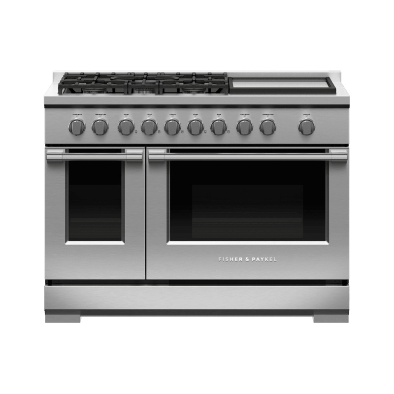 Fisher & Paykel RGV3485GDL Gas Range, 48″, 5 Burners With Griddle, Lpg