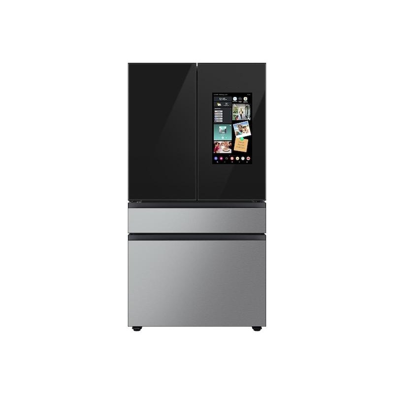 Samsung RF23BB8900QK Bespoke Counter Depth 4-Door French Door Refrigerator (23 Cu. Ft.) – In Charcoal Glass Top And Family Hub Panels With Stainless Steel Middle And Bottom Panels