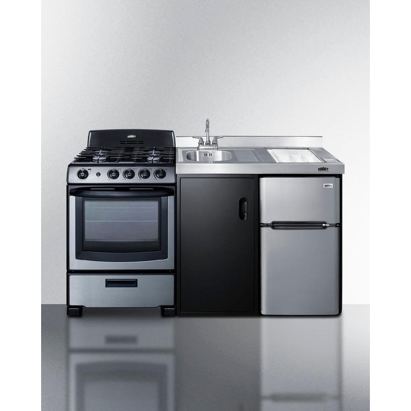 Summit ACK63GASBSS 63″ Wide All-in-one Kitchenette With Gas Range