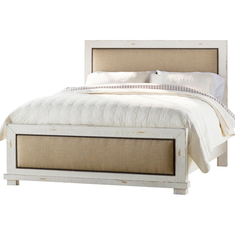 Wolferstorn Upholstered Panel Headboard Birch Lane Color: Distressed White Size: Queen