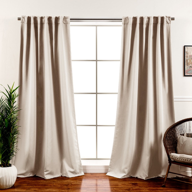 Bantam Solid Blackout Thermal Rod Pocket Curtain Panels (Set of 2) Ebern Designs Curtain Color: Biscuit Size per Panel: 52″ W x 108″ L