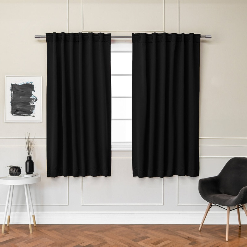 Bantam Solid Blackout Thermal Rod Pocket Curtain Panels (Set of 2) Ebern Designs Curtain Color: Black Size per Panel: 52″ W x 72″ L