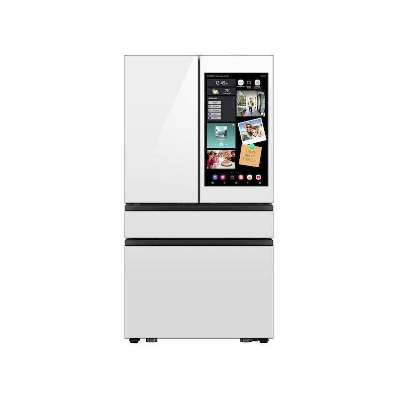 Samsung RF90F23AEW Bespoke 23 cu. ft. Counter Depth 4-Door French Door Refrigerator with AI Family Hub+ AI Vision Inside in White Glass