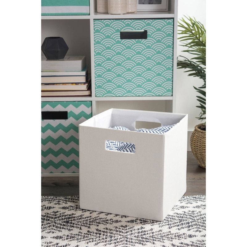 Solid Fabric Bin Ebern Designs Color: Off White Size: 13″ H x 13″ W x 13″ D