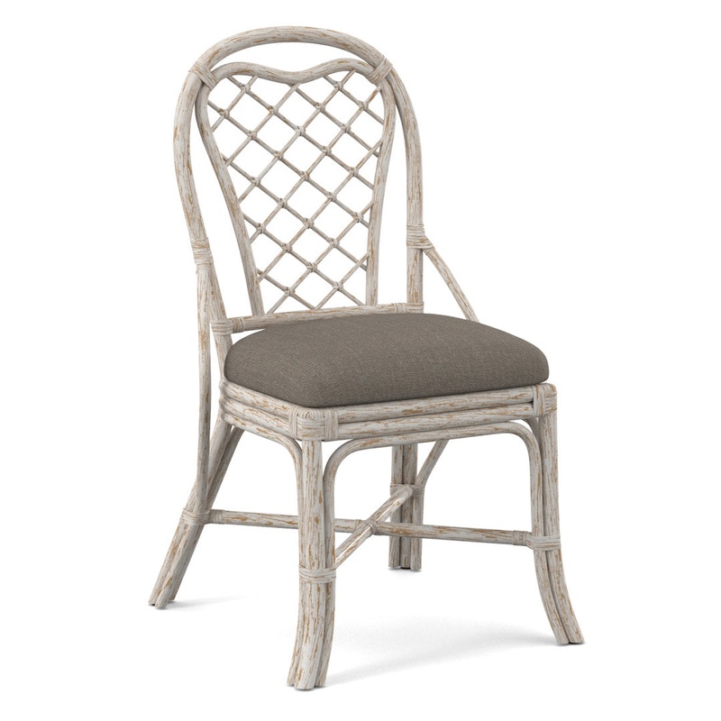 Trellis Back Side Dining Chair Braxton Culler Frame Color: Antique Frost White, Upholstery Color: Stone Crypton Performance; 0884-83