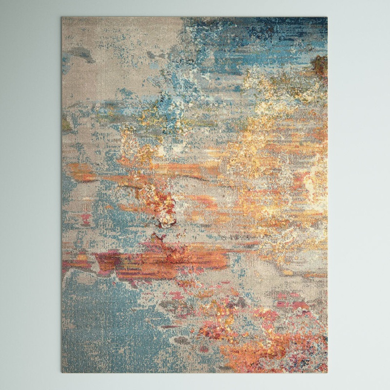Adrihana Abstract Blue/Yellow Area Rug Williston Forge Rug Size: Rectangle 2’2″ x 3’9″