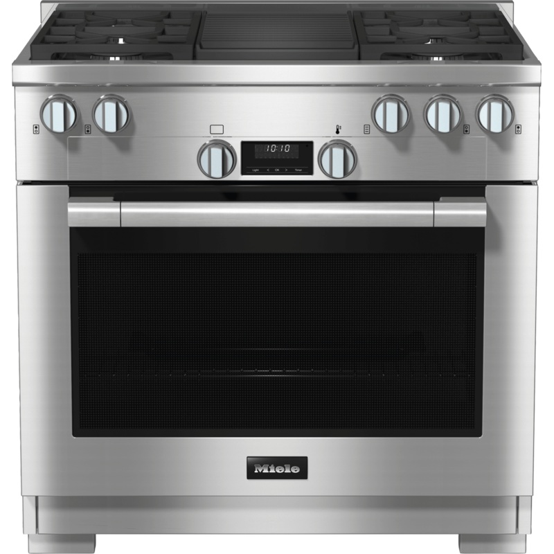 Miele HR11353GAGGR Hr 1135-3 G Ag Gr – 36″ Range All Gas With Directselect, Twin Convection Fans And M Pro Dual Stacked Burners