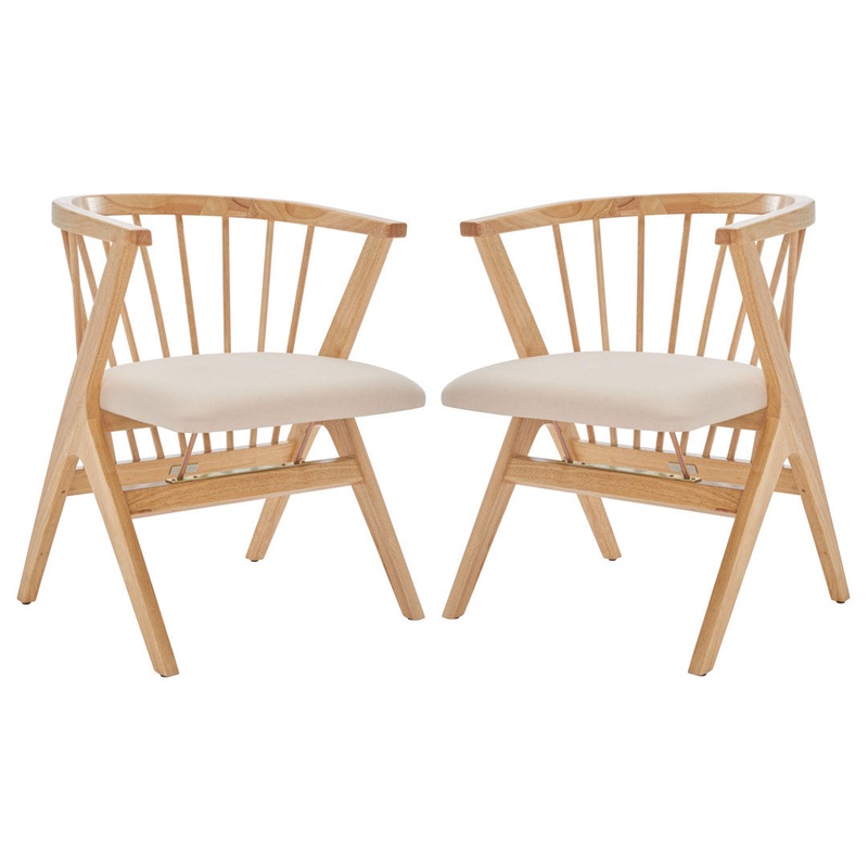 Artemis Slat Back Side Chair in Black (Set of 2) Mistana Upholstery Color: Natural, Color: Beige