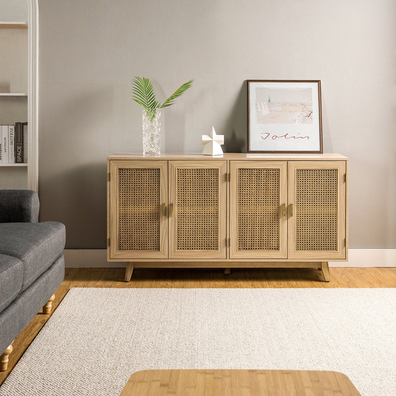 Emily 56.8”Rattan TV Stand With Storage Kelly Clarkson Home Color: Acorn