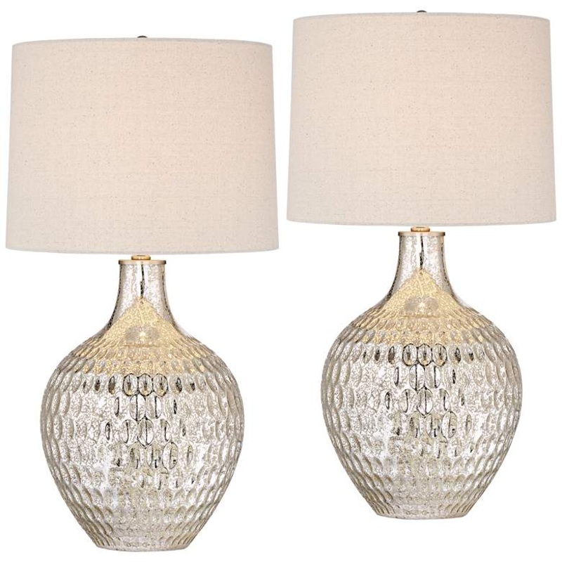 360 Lighting Waylon Modern Luxe Mercury Glass Table Lamps Set of 2