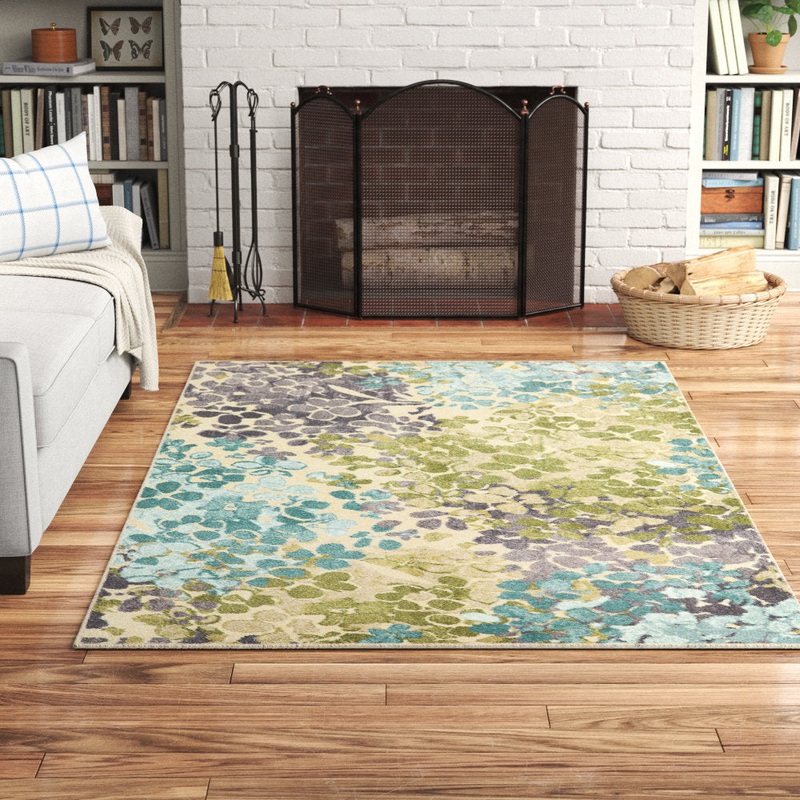 SantaCruz Blue/Green Traditional Floral Area Rug Andover Mills Rug Size: Rectangle 6′ x 9′