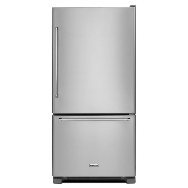 Kitchenaid KRBR102ESS 22 cu. ft. 33-Inch Width Full Depth Non Dispense Bottom Mount Refrigerator