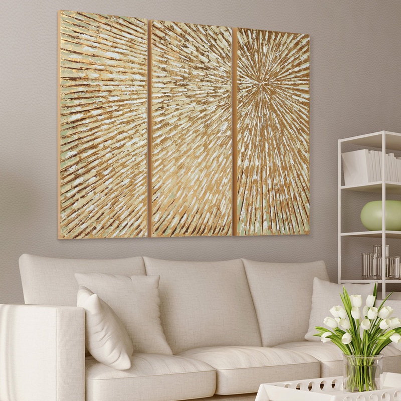 Sunshine’ Print Multi Piece Sunshine Textured Hand Painted Canvas Wall Art with Gold Foil by Martin Edwards Everly Quinn