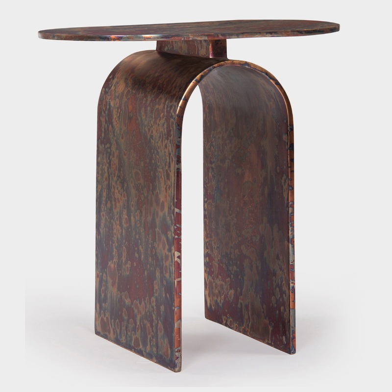 Archimedes’ Grace: Reactive Metal Finish Aluminum Side Table