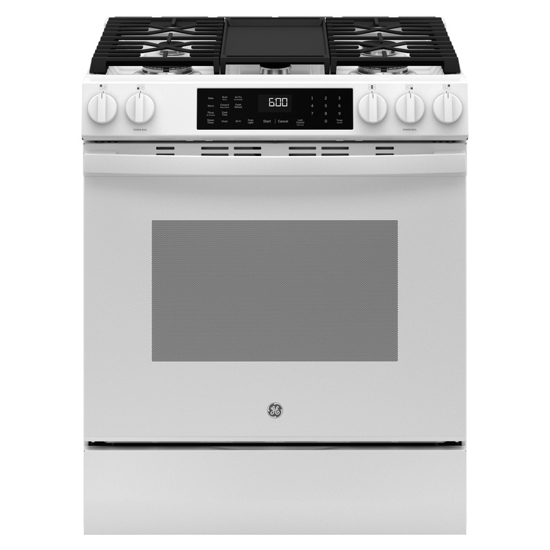 Ge Appliances GGS600AVWW Ge 30″ Slide-In Front-Control Convection Gas Range With No Preheat Air Fry And Easywash Oven Tray