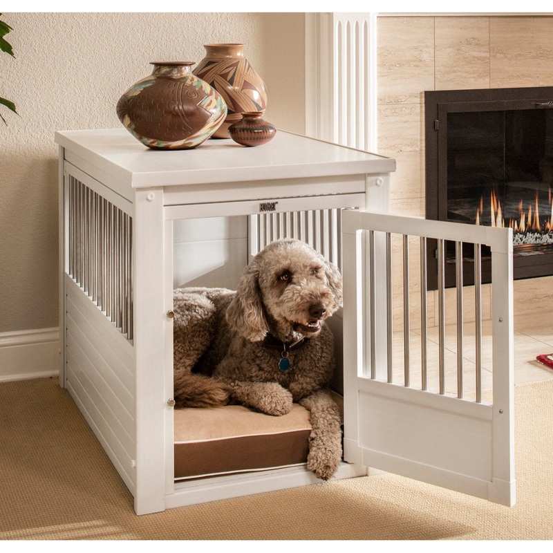 Southwick ECOFLEX Furniture-Style Dog Crate  End Table Design Archie & Oscar Color: Antique White Size: Large (28″ H x 24″ W x 35.4″ D)