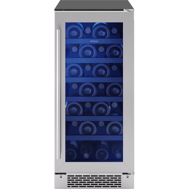 Zephyr BWN15C01AG Brisas Wine Cooler, 15in UC, SS+Gls, Rvs Dr, 1Z