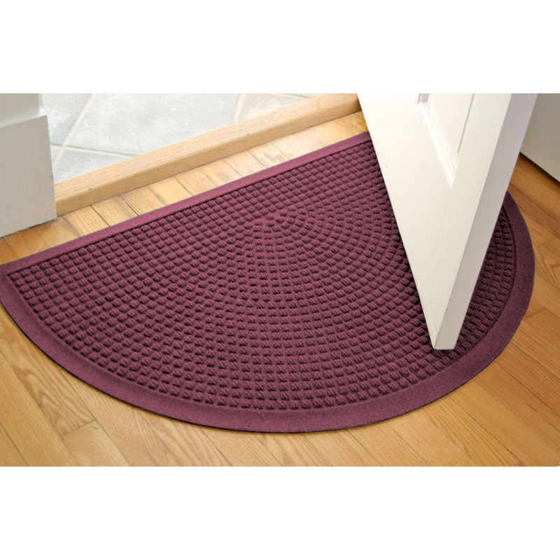 WaterHog Squares Indoor Outdoor Door Mat Matterly Color: Bordeaux Mat Size: Semi-Circle 2′ x 3’3″