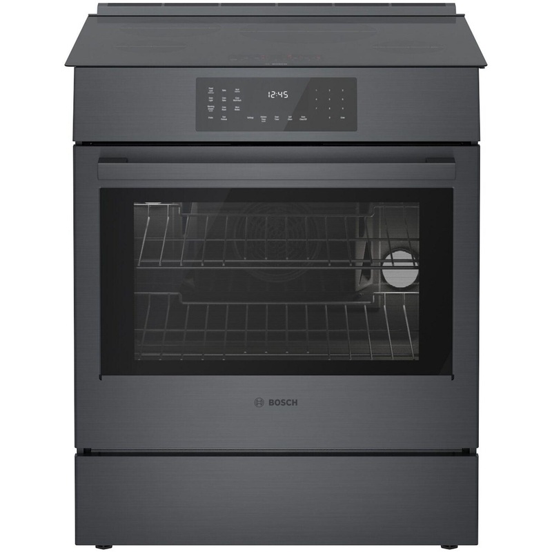 Bosch HII8047U 800 Series, Induction slide-in range, 30”, Black stainless steel