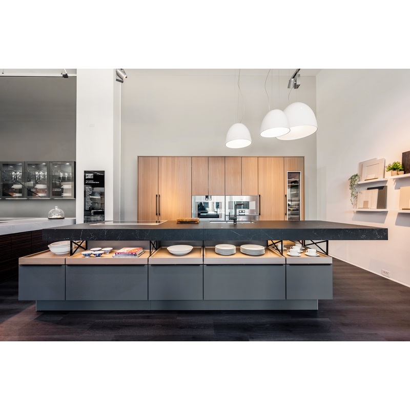 Poggenpohl Modo and +Stage Modern Natural Wood Tone Kitchen with Gaggenau Appliances